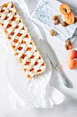 Sea salt and apricot lattice tart