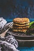 A stack of quinoa fritters