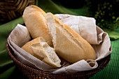 Fresh white bread in a basket