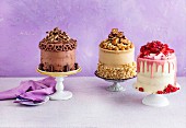 Three Pimped Cakes with Nuts, Chocolate & Berries
