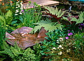 Birdbath made of copper