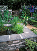 Farm garden with water feature