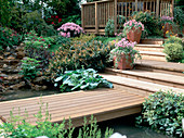 Garden path and stairs made of wood