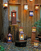 Garden lamps and house lamps made of winter rock clay