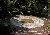 Circular seating area made of red clinker brick