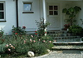 House entrance with granite paving
