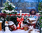 Balcony decorated for Christmas