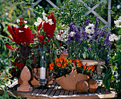 Arrangement with Celosia Argentea Plumosa, Salvia