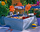 Tin box as a sandbox for children