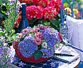 Korb mit Hydrangea (Hortensienblüten)