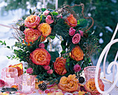 Frozen wreath with pink (rose)