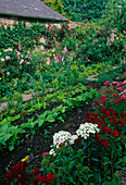 Klassischer Bauerngarten mit Blumen und Gemüse