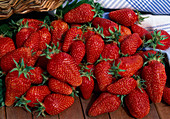 Freshly picked strawberry 'Gariguette'(Fragaria), single bearing, early variety with good aroma