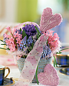 Bouquet of hyacinths and grape hyacinths