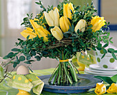 Tulips with box branches, egg