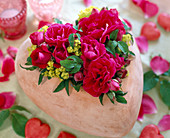 Terracotta heart with pink (red roses)