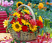 Basket with helianthus (sunflower)