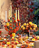 Physalis rose table decoration