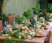 Table decoration with pumpkin