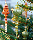 Light green Christmas tree ornament with glitter