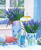 Bouquet of muscari in vases painted with muscari (3/4)