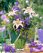 Bouquet with Lilium (lily), Campanula (bellflower), Alchemilla