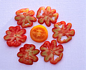 Cut open cogwheel tomato