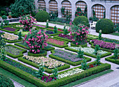 Beds photographed in the Freising courtyard garden