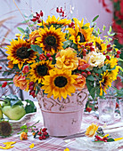 Autumn bouquet with helianthus (sunflower)