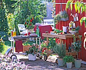 Outdoor - Küche : Massivholz - Küchenwagen , Edelstahl - Grillwagen