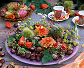 Autumn decoration with berries and fruits