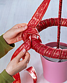 Hanging advent wreath in red, pink, pink (5/7)