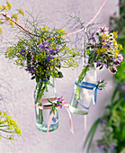 Small bouquet from Borago, Foeniculum, Thymus