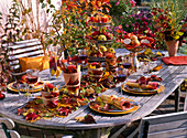 Leaves, apple table decoration, table runner with autumn leaves and malus