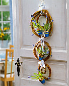 Muscari in wreaths from Salix at the door