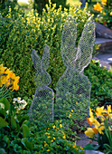 Homemade Easter bunnies made from rabbit wire