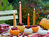 Small pumpkins as candle holders