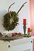 Wreath of holly (Ilex)