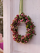 Autumnal wreath of berries and leaves of Pernettya