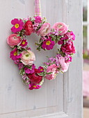 Heart made of Ranunculus, Primula (Primrose), Hyacinthus