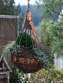 Homemade basket as a hanging basket