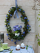 Easter door wreath in egg shape