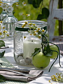 Apfel - Tischdeko in der sommerlichen Wiese