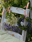 Bouquet of Chamomilla (camomile) and small wreath of Lavandula (lavender)