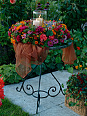 Late Summer Wreath: Pink (Roses), Zinnia (Zinnias), Calendula