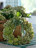 Wreath made from faded hydrangea blossoms