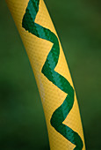 Wasserspiel: Detail der Wasserschlange aus dem gelben Schlauch.