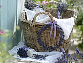 Lavender wreath on the laundry basket