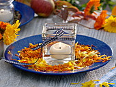 Petals of calendula (marigolds) harvested for drying