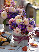 Dahlias in homemade felt vase